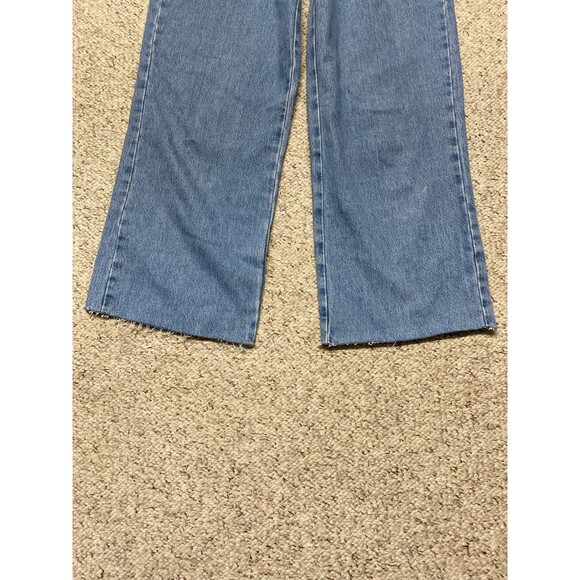 Zara High-Rise Front Patch Pocket Straight Wide Leg Raw Hem Size 6 - Picture 3 of 7